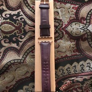 Apple Watch 42mm Genuine Leather Dk Purple Strap